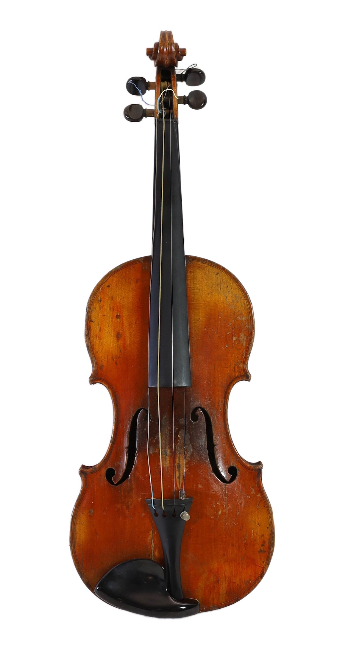 A 19th century French Grandjon school violin, labelled Joseph Guarnerins fecit Cremonae anno 1719 IHS, length of back 35.5 cm (14in.), cased